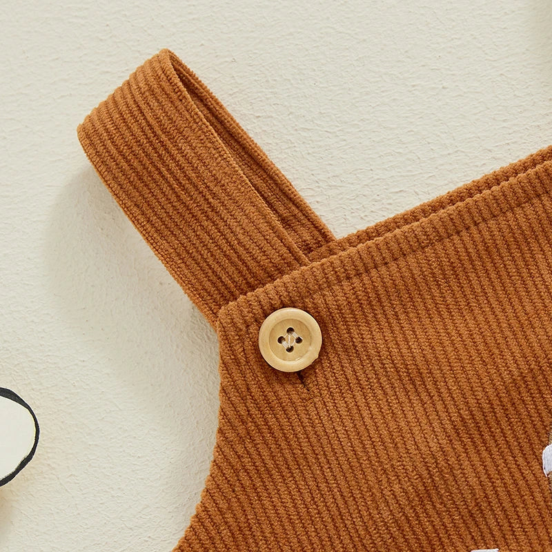 Thanksgiving ! Boy's & Girl's Embroidered Football & Turkeys Bib Overall Onesies
