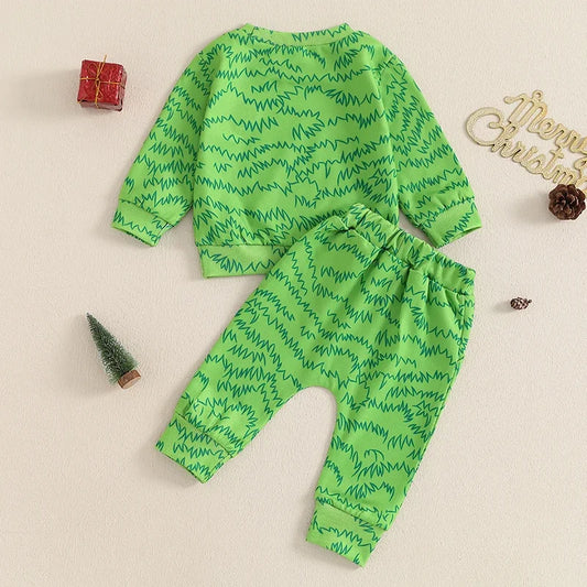 Girl's & Boy's 2-Piece Christmas Grumpy Grinch Sweatshirts & Sweatpants