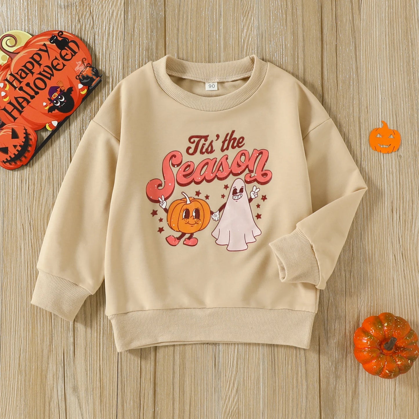Girl's "Tis The Season" Ghost Pumpkin Halloween Sweatshirts