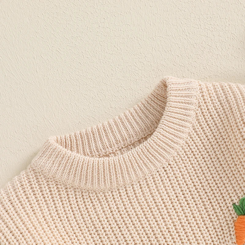 Girl's & Boy's Sweater Embroidered Easter Carrot Rompers Onesies