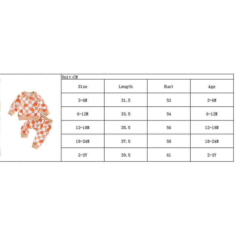 Girl's & Boy's 2-Piece Checkerboard Pumpkin Sweatshirt & Sweatpants Sets