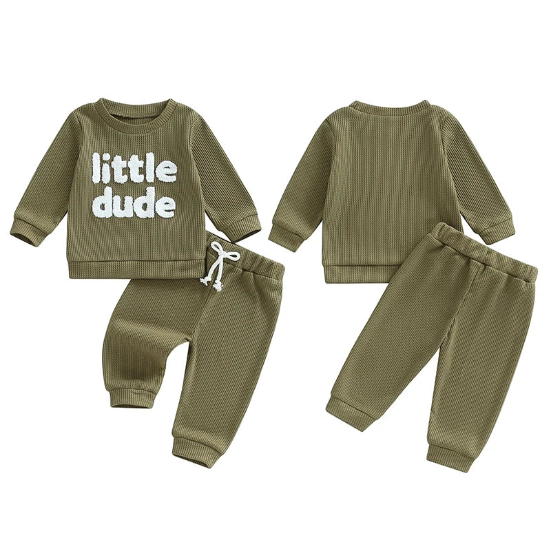 Boy's 2-Piece "Little Dude" Sweatshirts & Pants Sets