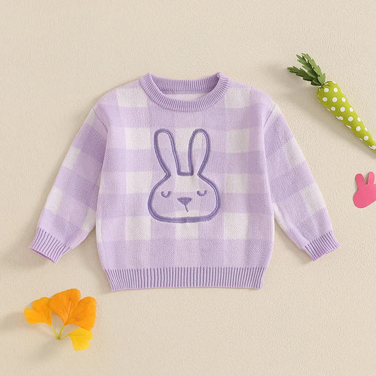 Boy's & Girl's Checkered Easter Bunny Sweaters