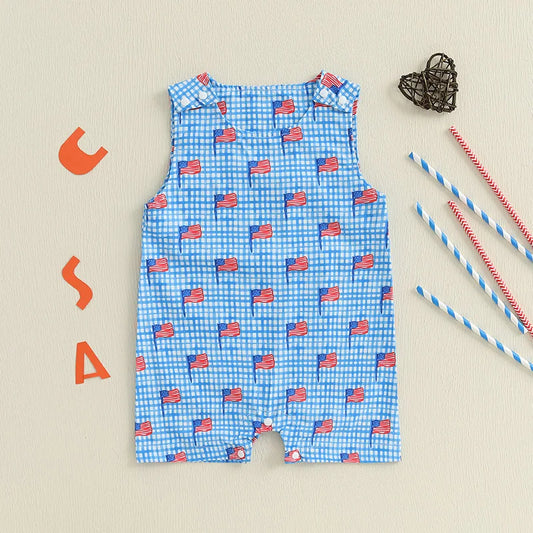 Boy's 4th of July Overall Rompers