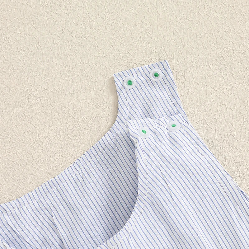 Boy's Striped Easter Bunny Embroidered Sleeveless Jumpsuit