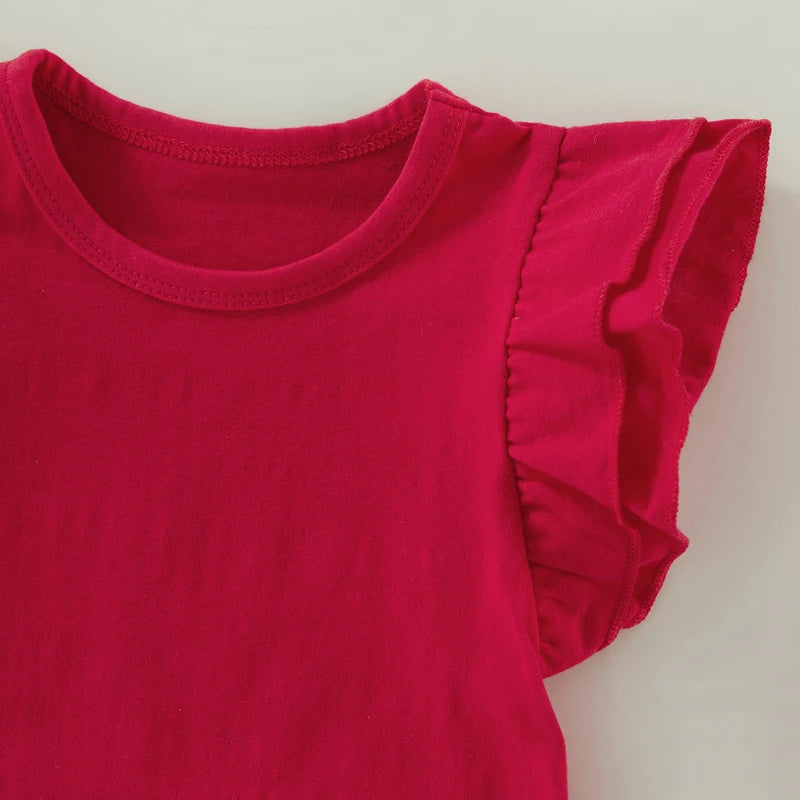Girl's Solid Fly Sleeve Fancy T-Shirts