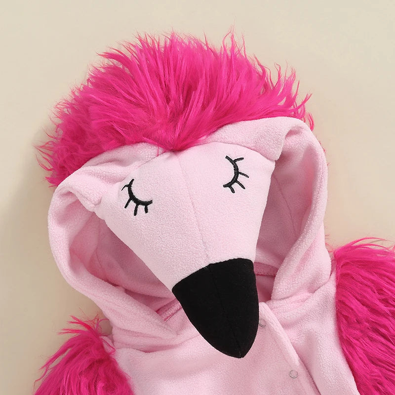 Girl's 2-Piece Fuzzy Flamingo Halloween Costume Sets with Romper & Leg Warmers