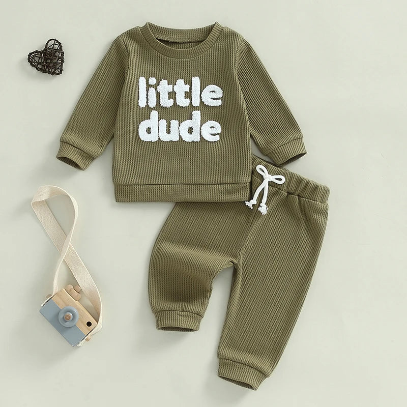 Boy's 2-Piece "Little Dude" Sweatshirts & Pants Sets