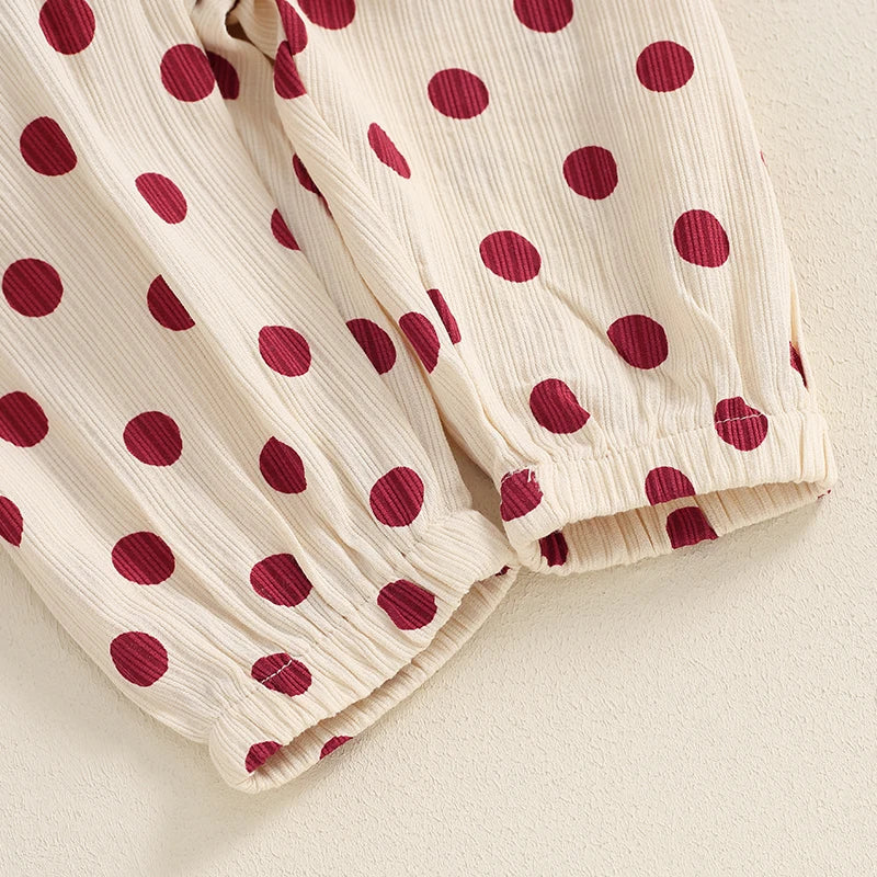 Girl's Onesie, Polka Dot Pants & Bow Headband Sets