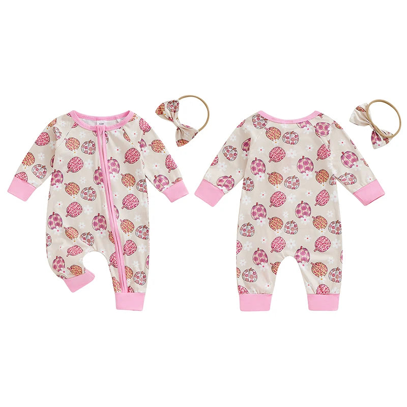 Girl's Halloween 2-Piece Pumpkin, Flower, Jumpsuits & Headband Sets