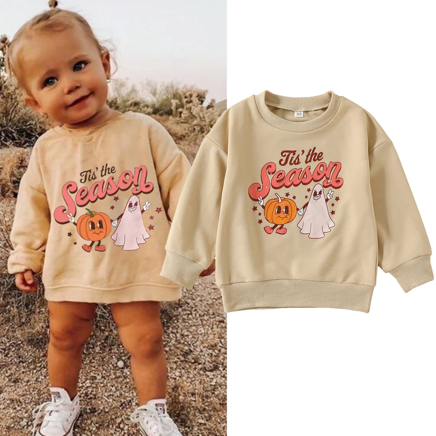 Girl's "Tis The Season" Ghost Pumpkin Halloween Sweatshirts