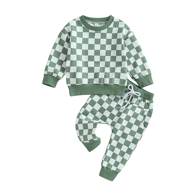 Boy's 2-Piece & Girl’s Plaid Sweatshirt & Pants Sets