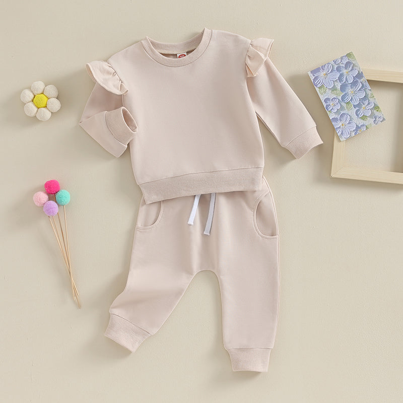 Girl’s Ruffled Sweatshirt & Drawstring Pants Sets