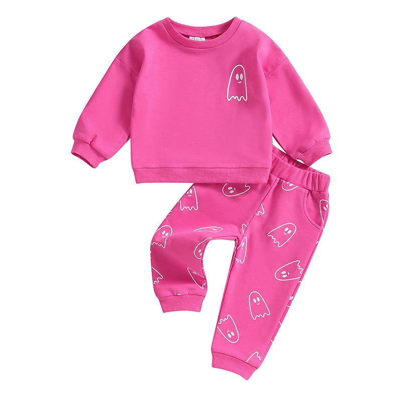 Girl’s & Boy’s Halloween 2-Piece Ghost Sweatshirt & Pants Sets
