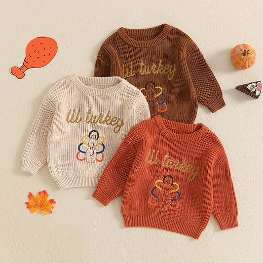 Boy's & Girl's Embroidered "Lil Turkey" Thanksgiving Turkey Sweatshirts