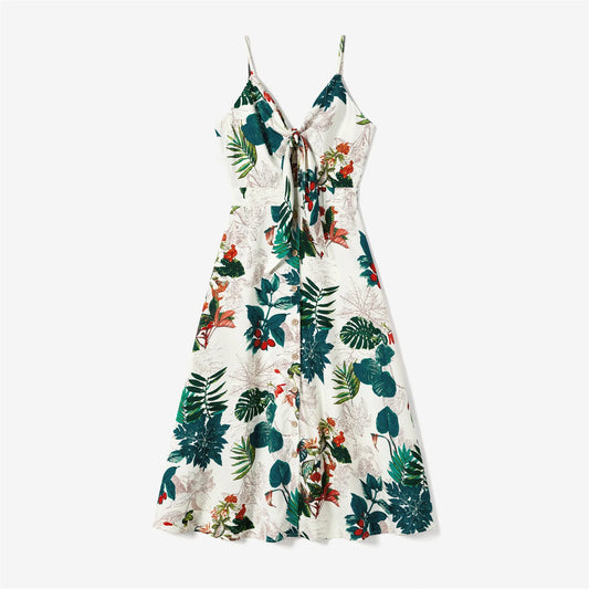Family Matching! Sleeveless Tropical Dresses & Hawaiian Style Button Up Shirts