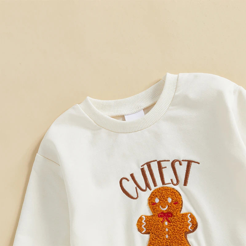 Boy's & Girl's 2-Piece Christmas Embroidered "Cutest Little Ginger" Holiday Sweatshirt & Pants Sets