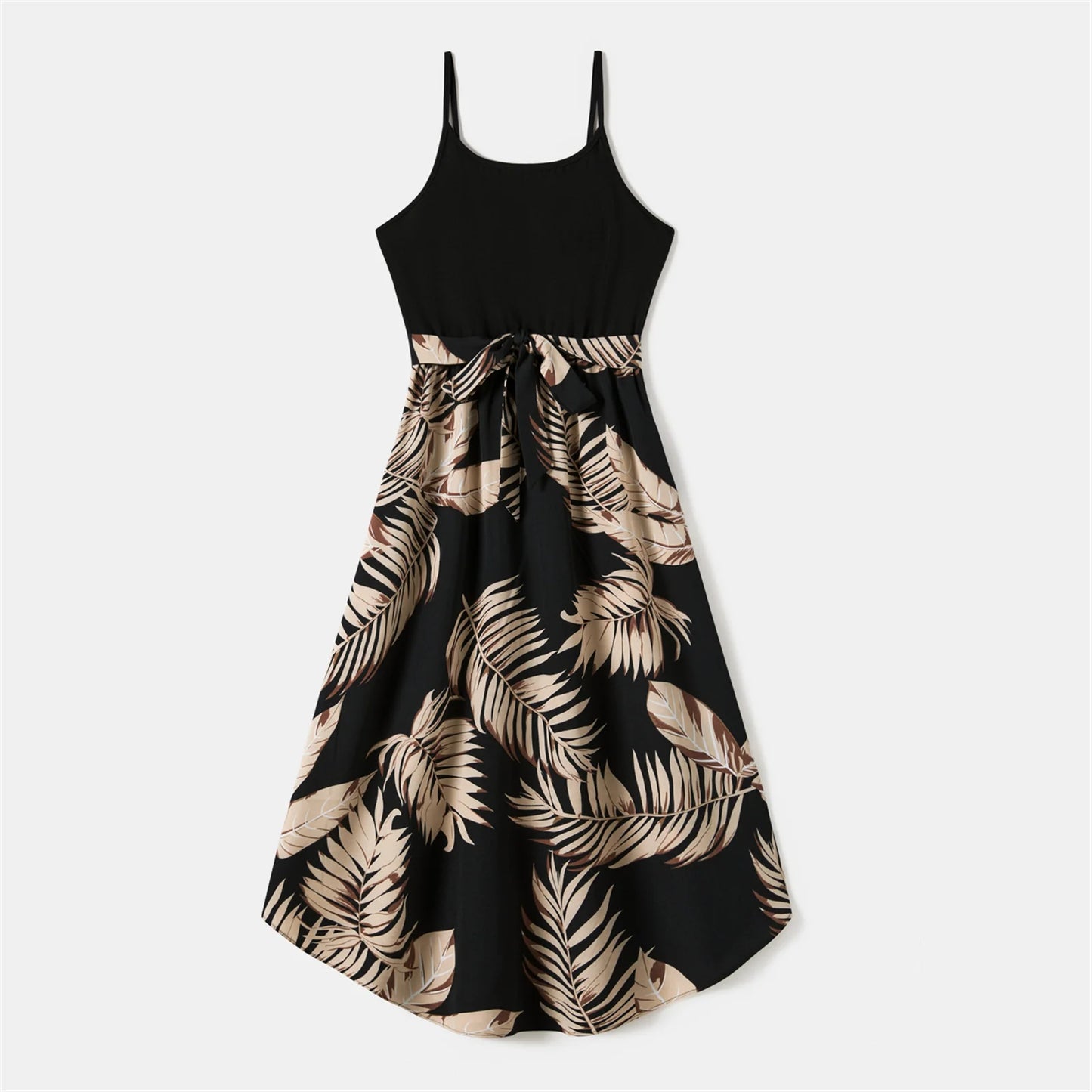 Family Matching! Floral Print Belted Cami Dresses & Solid Short Sleeve Tops