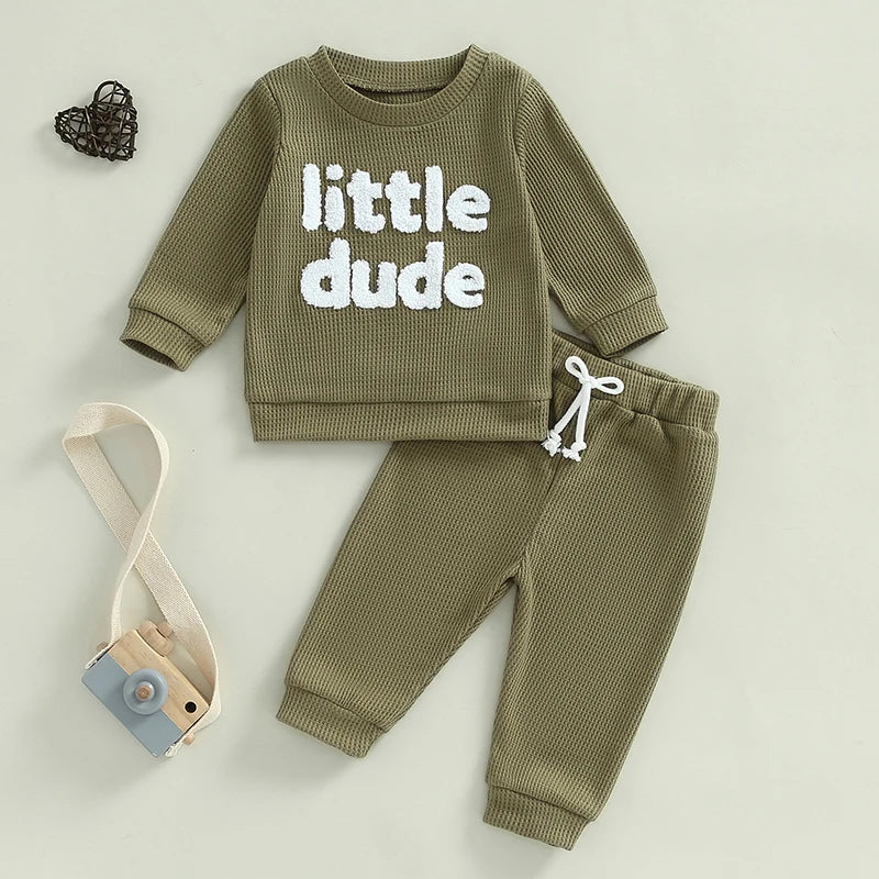 Boy's 2-Piece "Little Dude" Sweatshirts & Pants Sets
