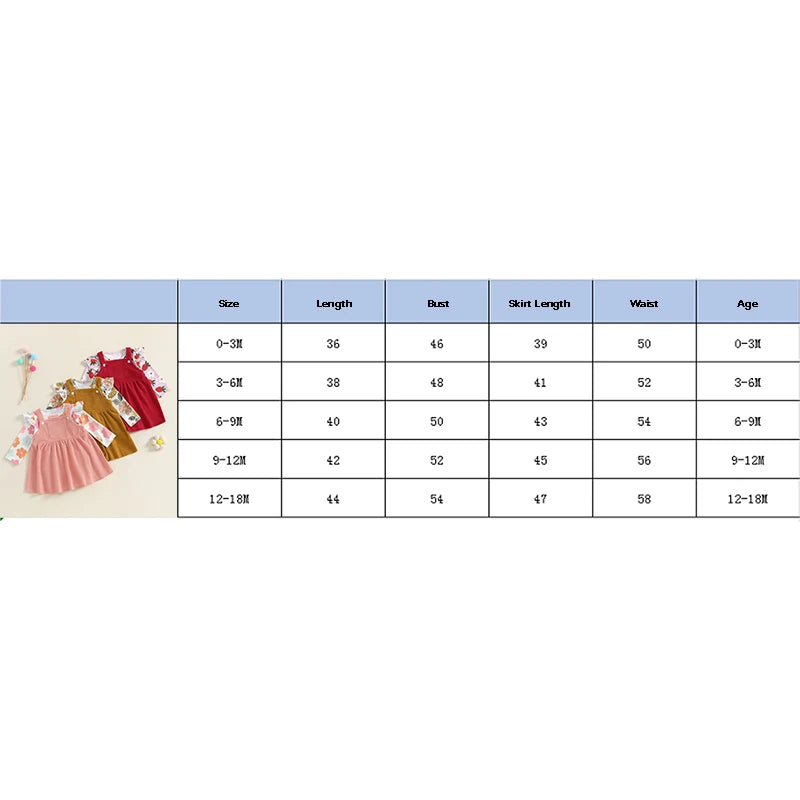 Girl's Floral & Strawberry Print Ruffled Onesie & Bib Overall Dress Sets