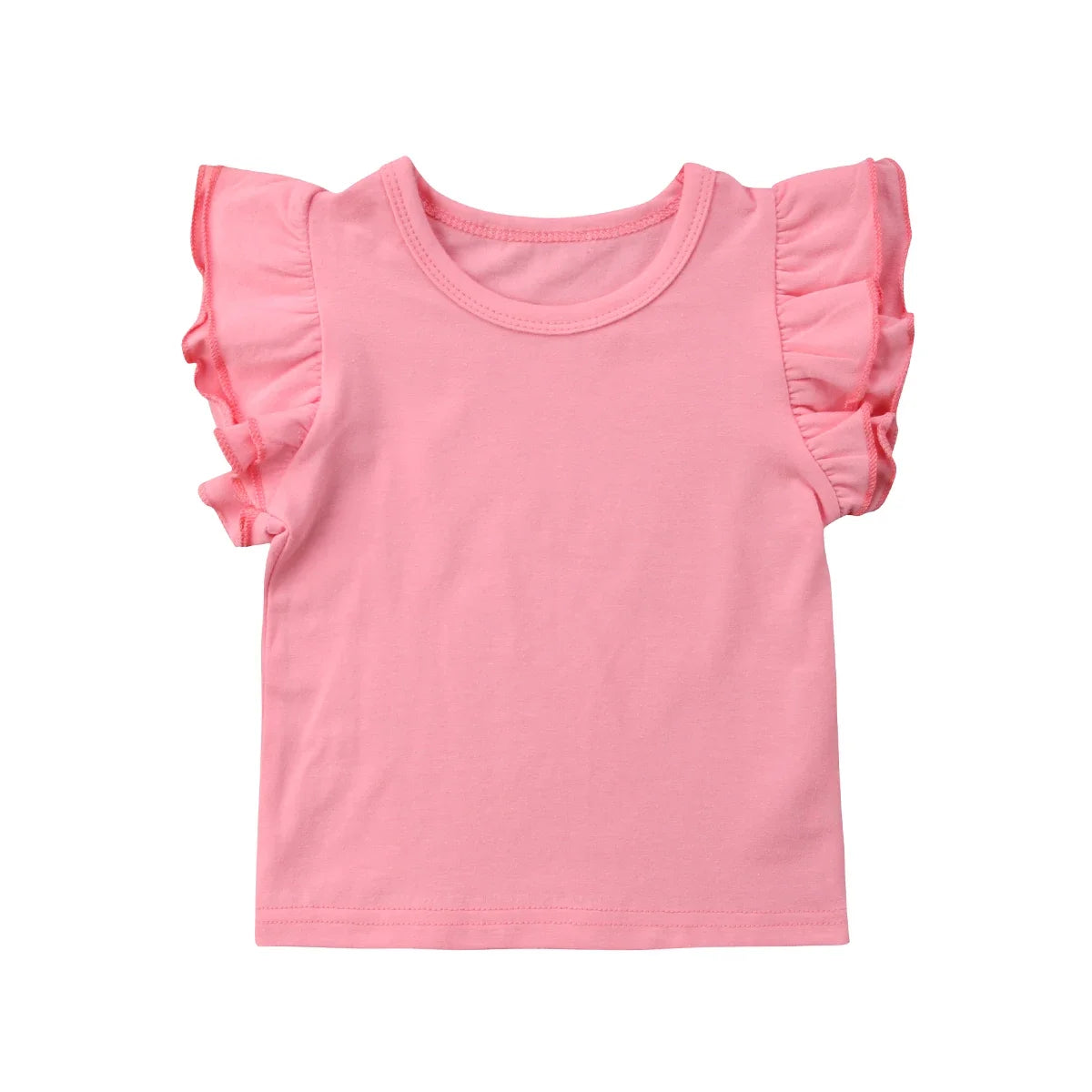 Girl's Solid Fly Sleeve Fancy T-Shirts