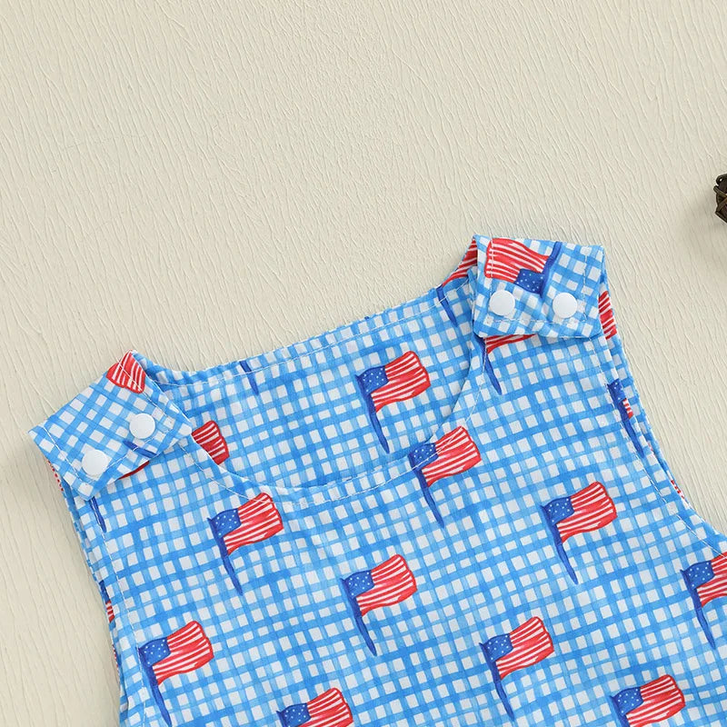 Boy's 4th of July Overall Rompers