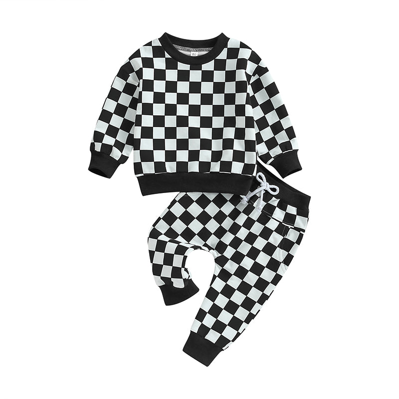 Boy's 2-Piece & Girl’s Plaid Sweatshirt & Pants Sets