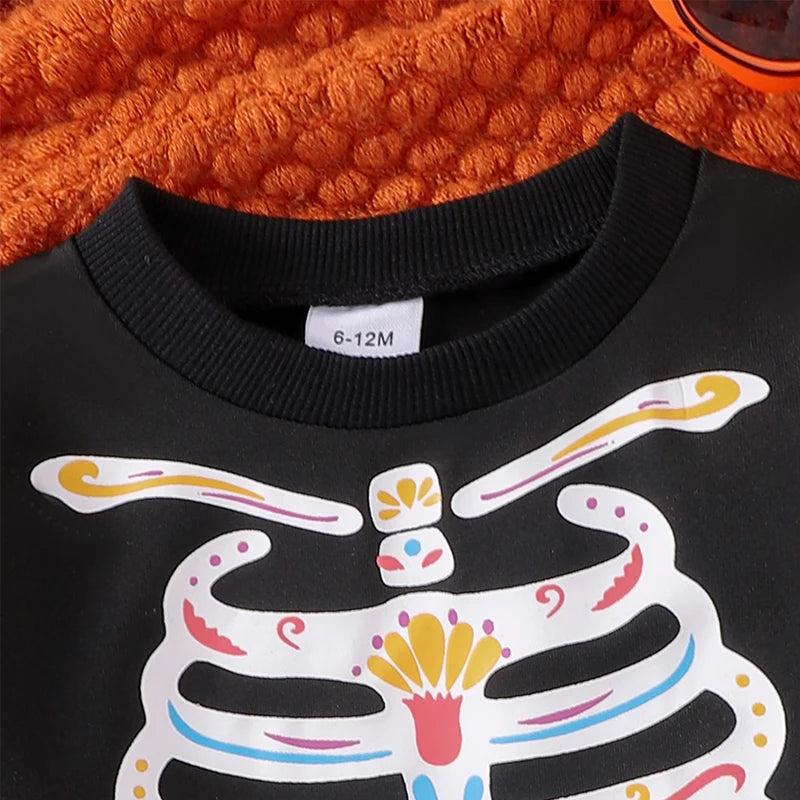 Girl's Halloween 2-Piece Candy Skeleton Sweatshirt & Pants Sets