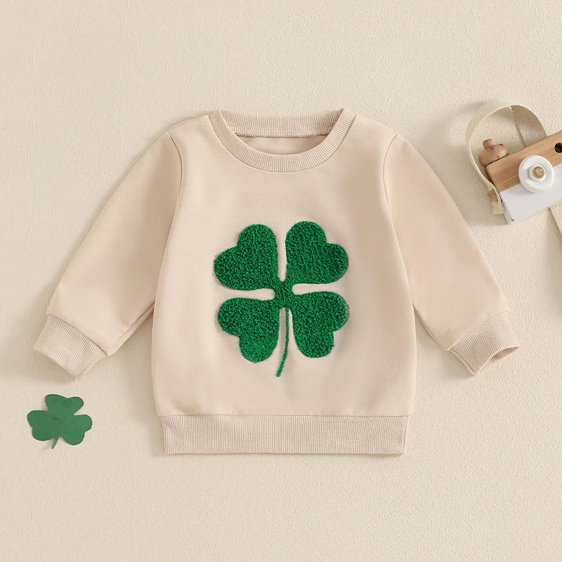 Girl's & Boy's St. Patrick's Day Embroidered Irish Clover Sweatshirts