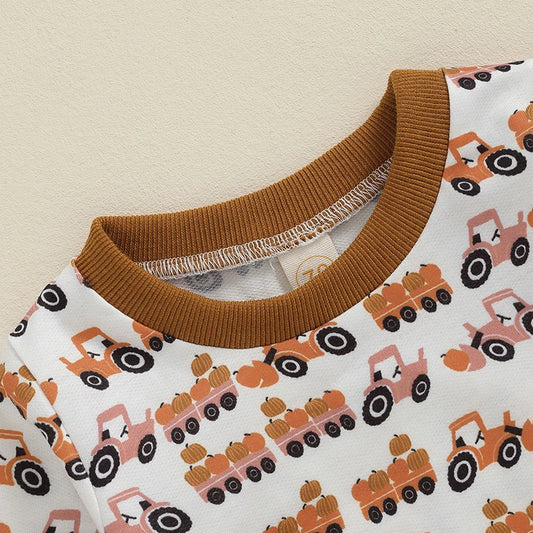 Girl's & Boy's 2-Piece Pumpkin Trailer Sweatshirt & Sweatpants Sets