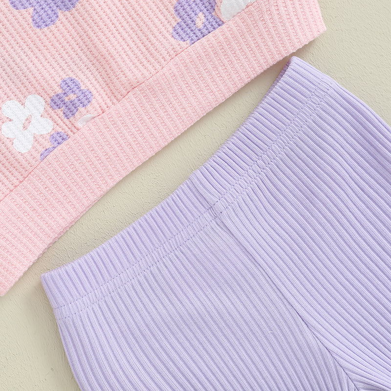 Girl's Floral Sweatshirt & Flared Pants Sets