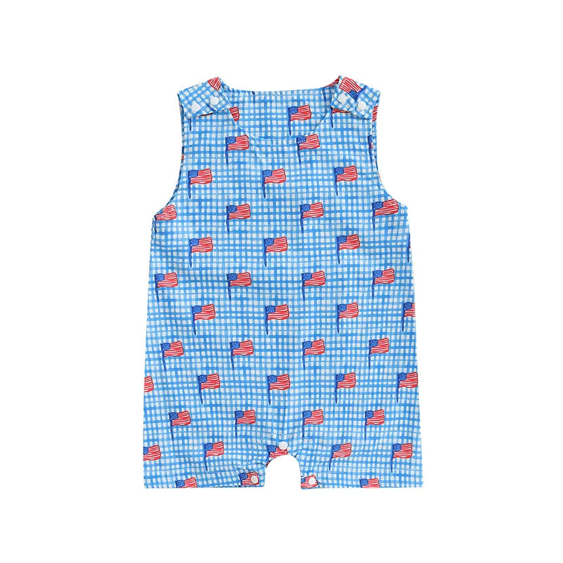 Boy's 4th of July Overall Rompers