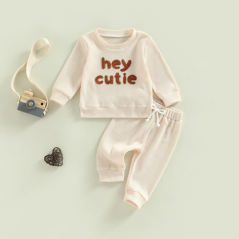 Boy's & Girl's 2-Piece "Hey Cutie" Sweatshirts & Pants Sets