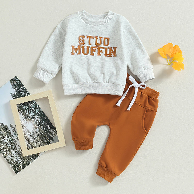 Boy's 2-Piece "Stud Muffin" Sweatshirt & Pants Sets