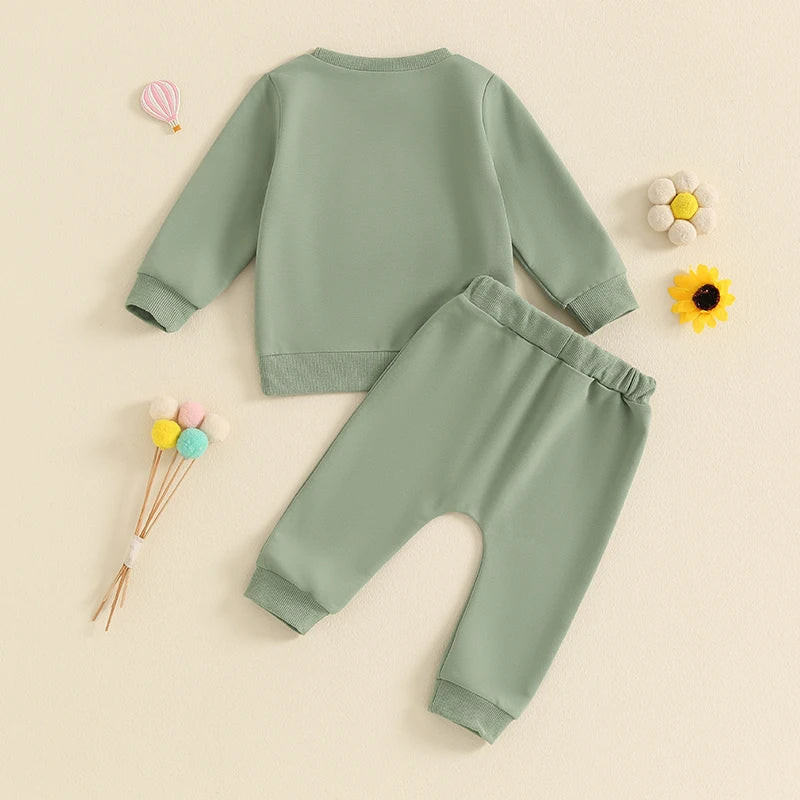 Girl's Embroidered Rainbow Sweatshirt & Pants Sets