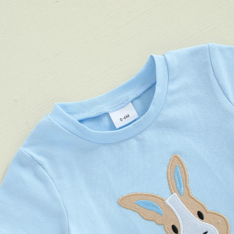 Boy's Easter Bunny/Cross T-shirt Plaid Shorts Set