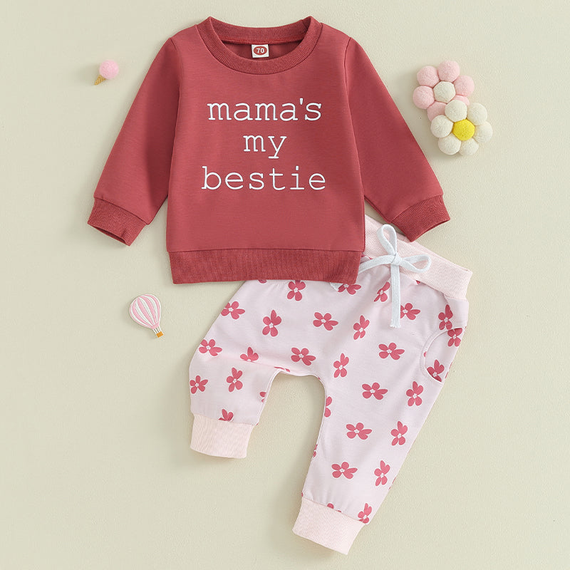 Girl's "Mama's Bestie" Sweatshirts & Pants Sets