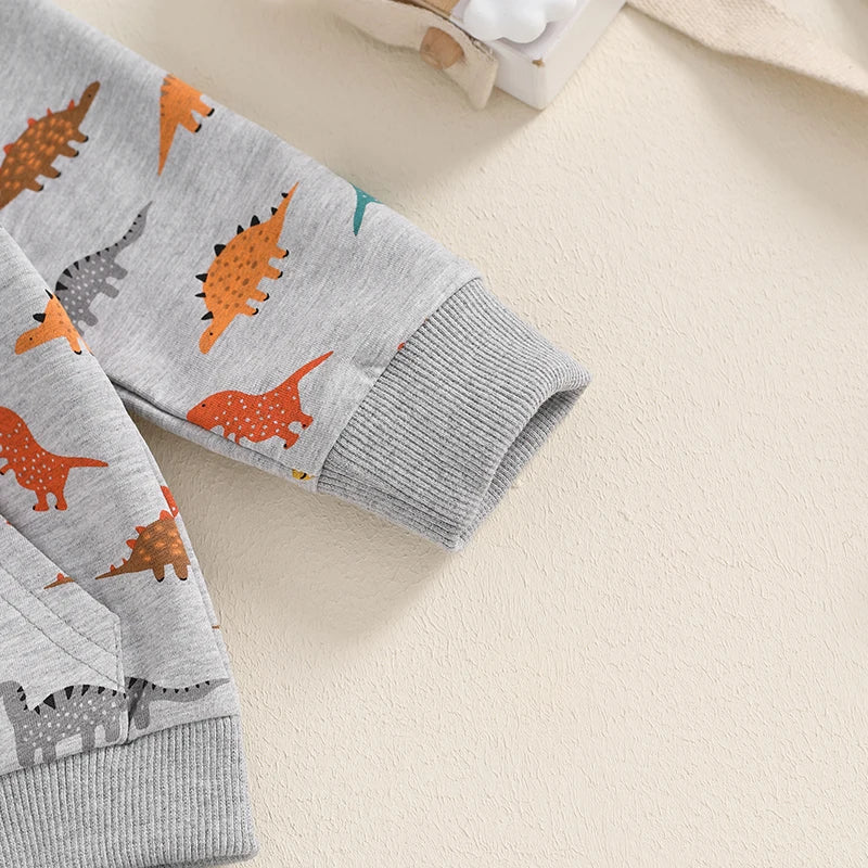 Boy's 2-Piece Hooded Dinosaur Sweatshirt & Pants Sets