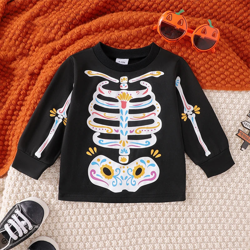 Girl's Halloween 2-Piece Candy Skeleton Sweatshirt & Pants Sets