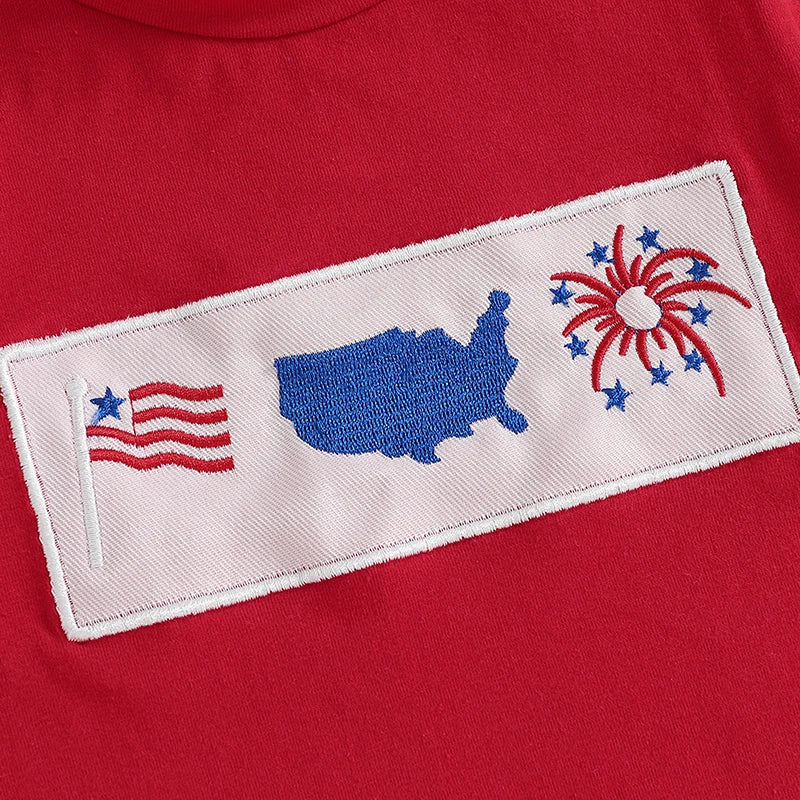 Boy's 2-Piece Embroidered 4th of July T-Shirts & Striped Shorts Sets