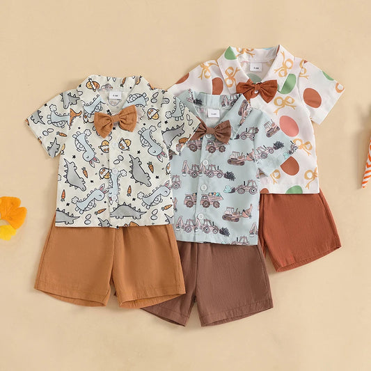 Boy's Easter Dinosaur/Eggs Shirt & Shorts