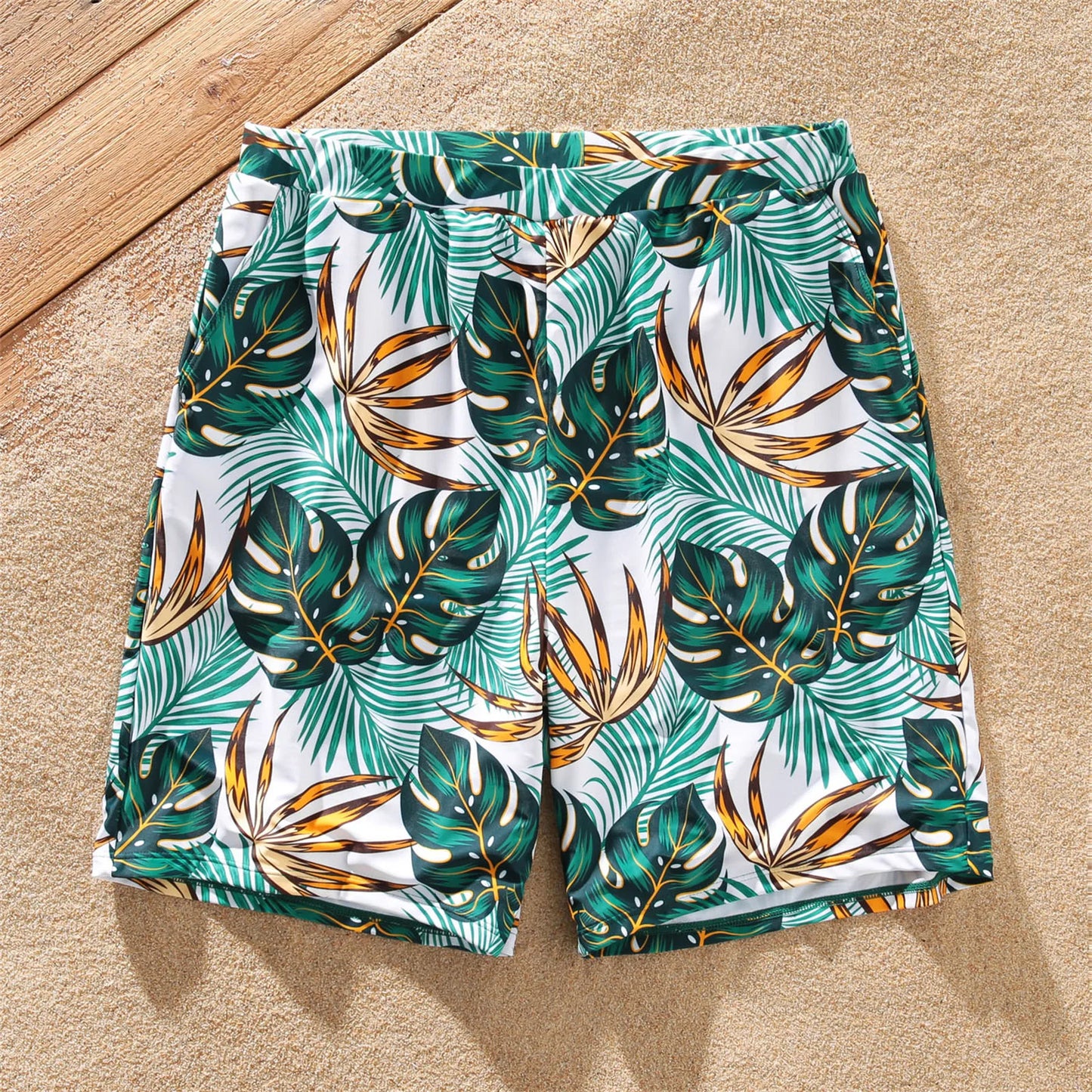 Family Matching! Palm Leaf One Piece Swimwear & Trunks