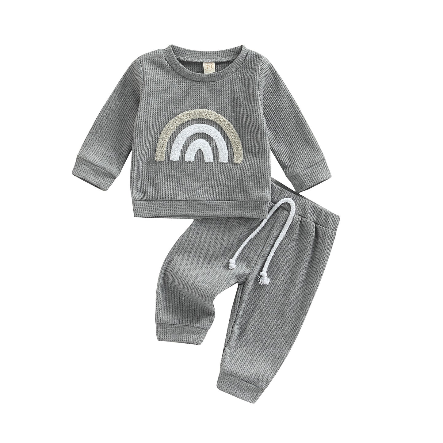 Boy's & Girl's 2-Piece "Happy" "Hooray" & Rainbow Print Sweatshirt & Pants Sets