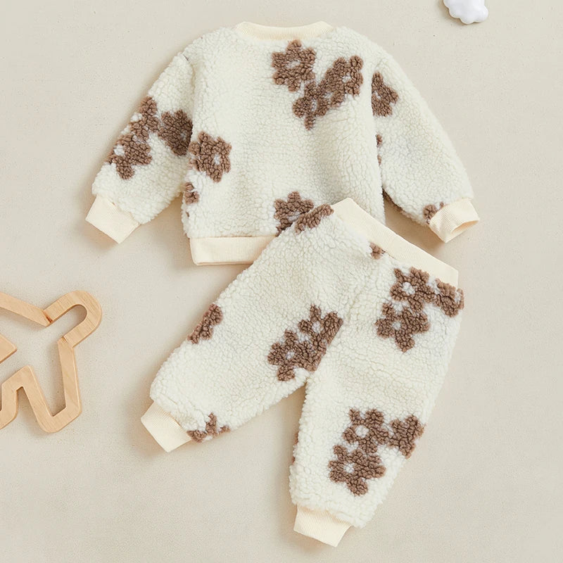Girl's 2-Piece Floral Flower Sweatshirt & Pants Sets