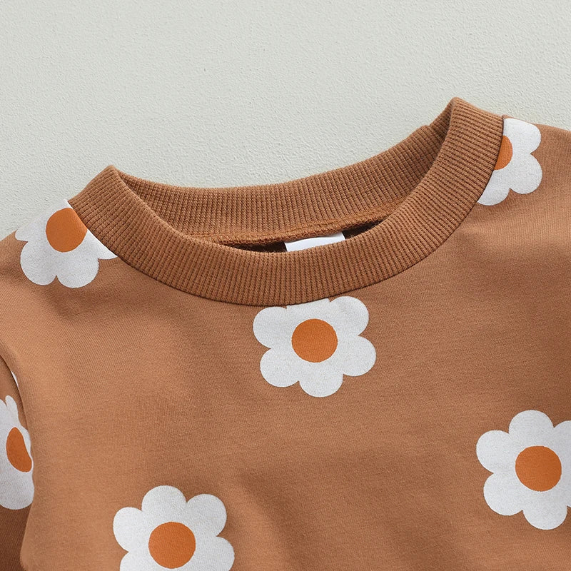 Girl’s 2-Piece Flower Sweatshirt & Pants Sets