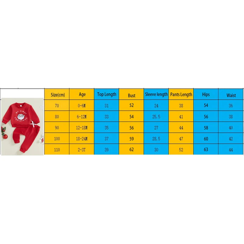 Boy's & Girl's 2-Piece Christmas Embroidered "My First Christmas" Santa Sweatshirt & Pants Sets