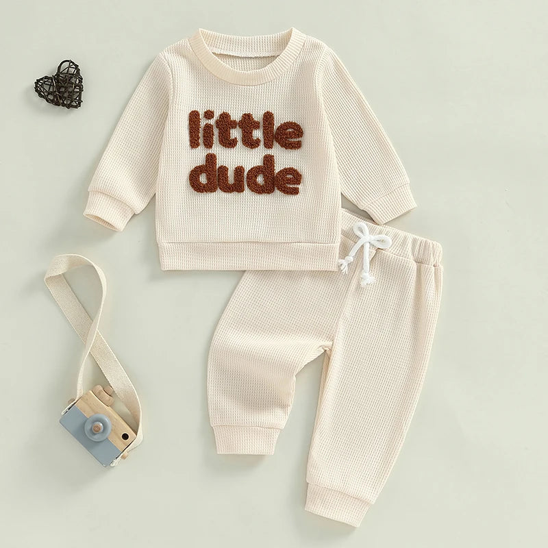Boy's 2-Piece "Little Dude" Sweatshirts & Pants Sets