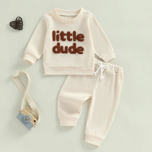 Boy's 2-Piece "Little Dude" Sweatshirts & Pants Sets