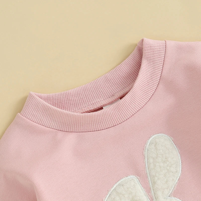 Girl's & Boy's Embroidered Bunny Romper Sweatshirts