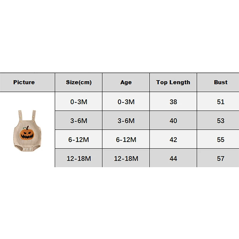 Girl's & Boy's Pumpkin Embroidered Corduroy Halloween Romper Overalls